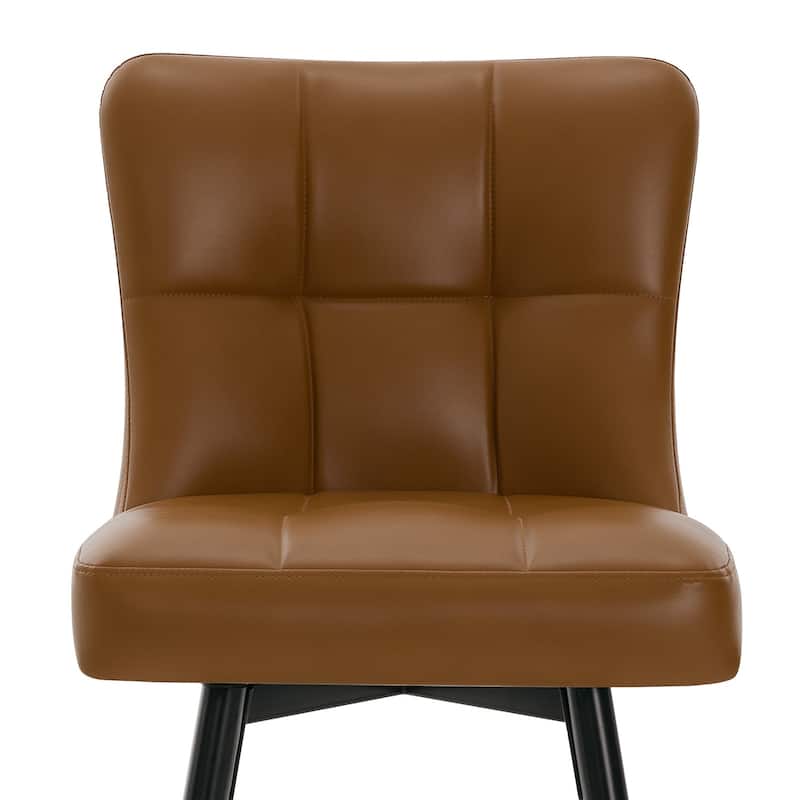 Faux Leather Swivel Counter Height Barstools Set of 2 with High Back - 38.98"H x 17.72"W x 21.26"D