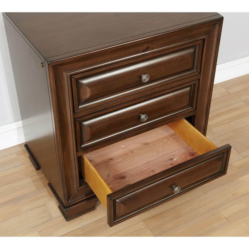 3 Drawers Nightstand with USB and Power Outlet