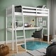 preview thumbnail 3 of 5, Everest White High Loft Bed with Desk and Storage, Heavy Duty Solid Wood Full Size Loft Bed Frame No Box Spring Needed