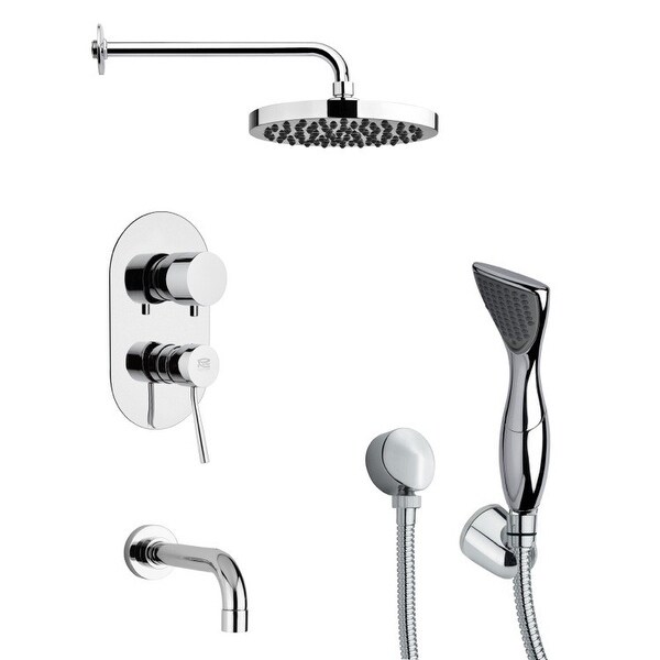 Nameeks TSH4144 Remer Shower Tub and Shower Trim Package with Single Function Rain Shower head and Hand Shower - Chrome