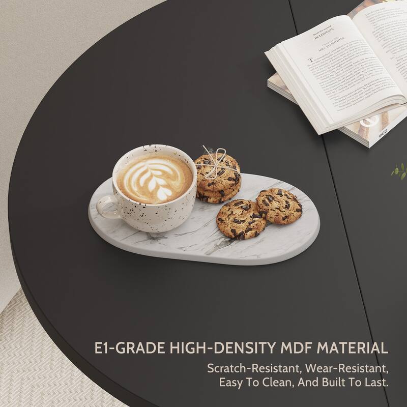 Round Dining Table Coffee Table, Home Office Table Kitchen Table, Breakfast Nook Table with Wave Base