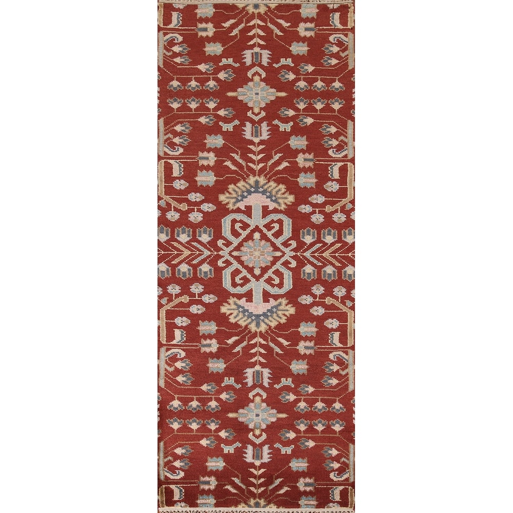 Orange Kazak Runner Rug Hand-knotted Wool Carpet - 2'7"x 8'1"