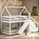 preview thumbnail 14 of 22, Twin over Twin House Loft Bunk Bed with Slide, Natural