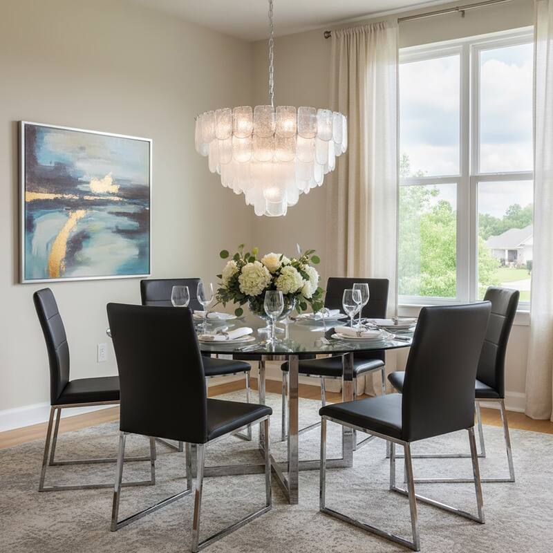 Artcraft Bianca - Chandelier - Polished Nickel - Crystalline with Piastra Type Glassware