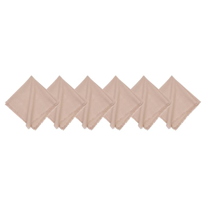 Frayed Sand Napkin Set of 6 - Beige