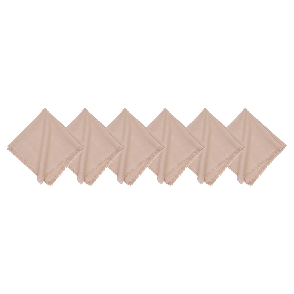 Frayed Sand Napkin Set of 6 - Beige