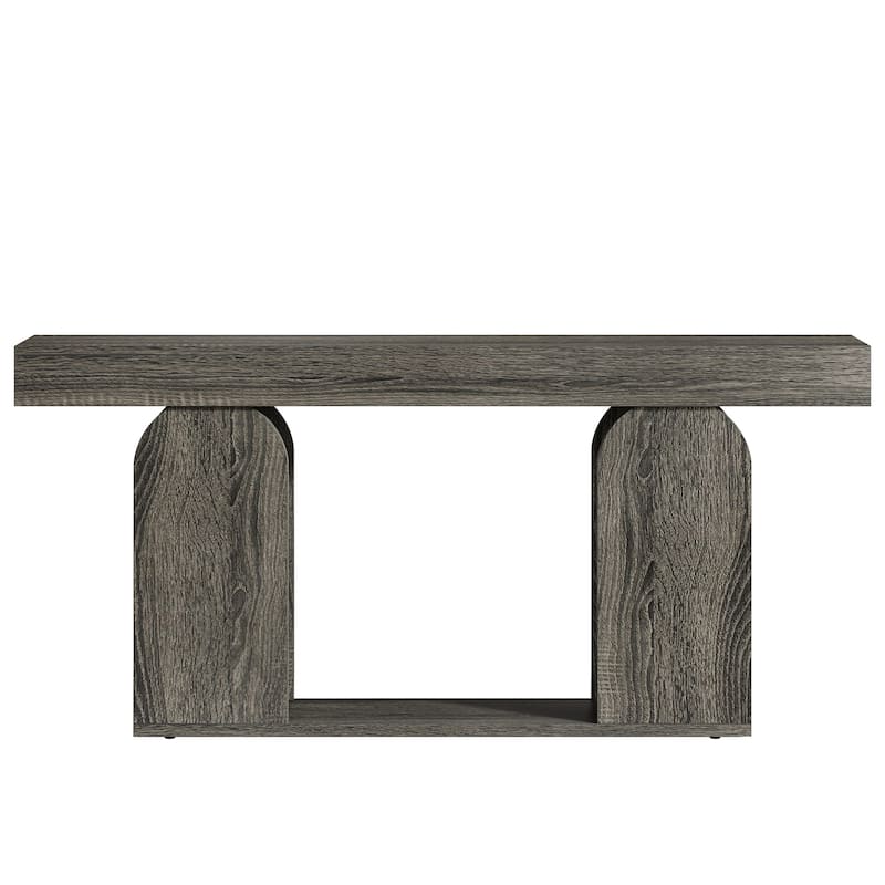 Long Wood Entryway Table, Storage Shelf Sofa Console Table, Living Room Hallway Foyer Behind Couch