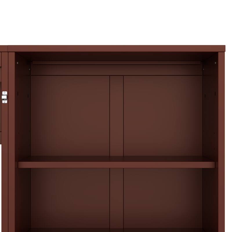 Queen Size Murphy Bed with Height Adjustable Storage Compartments and Shelf With 1 Drawer for Bedroom