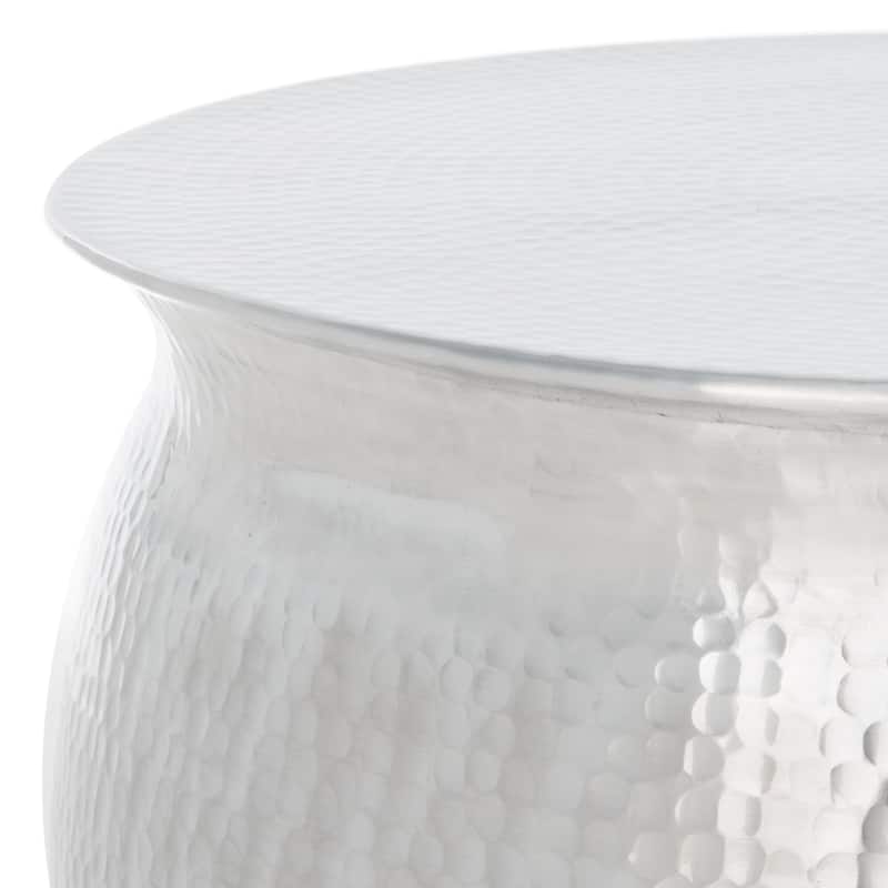 SAFAVIEH Karel Silver Metal Table Stool - 24" W x 24" L x 16.8" H - 24Wx24Dx17H - Silver