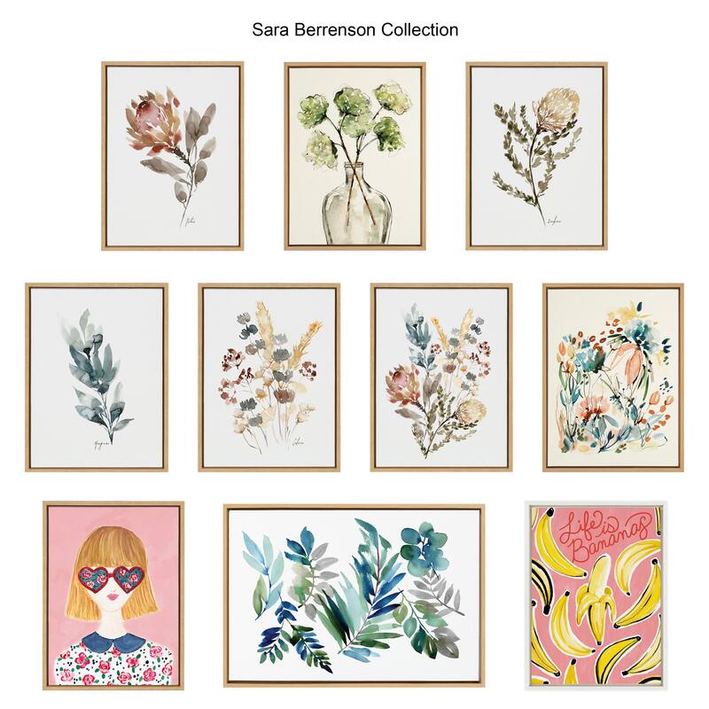 Kate and Laurel Sylvie Wildflower Bunch Framed Canvas by Sara Berrenson