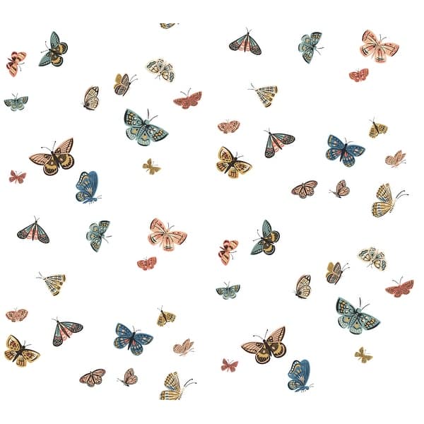 slide 2 of 7, Butterfly House White Peel and Stick Wallpaper