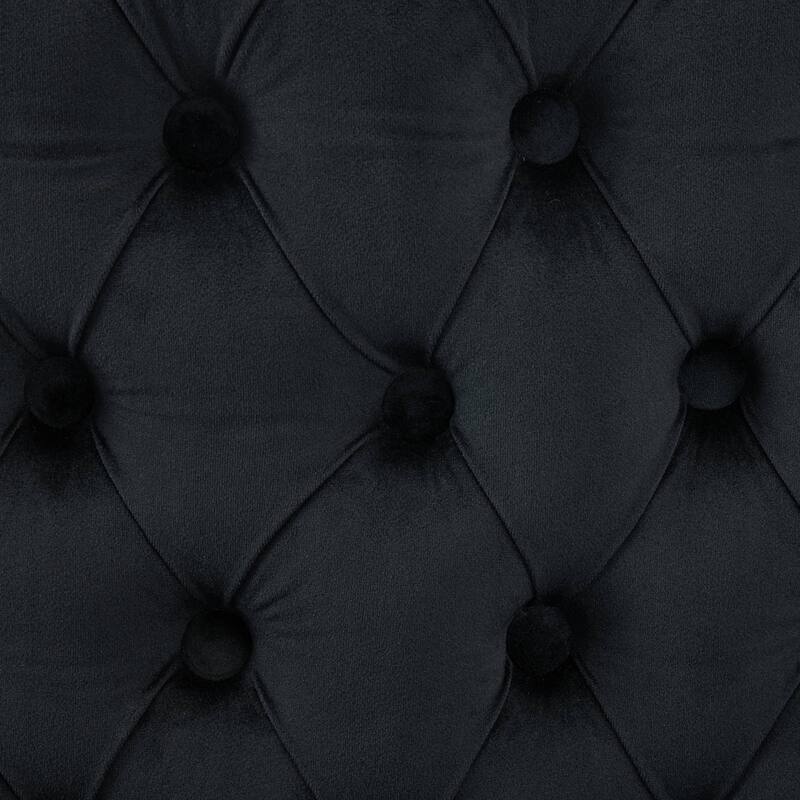 GDF Studio- Velvet Mid-Century Double Dining Loveseat Bench with Tufted Buttons & Stainless Steel Legs