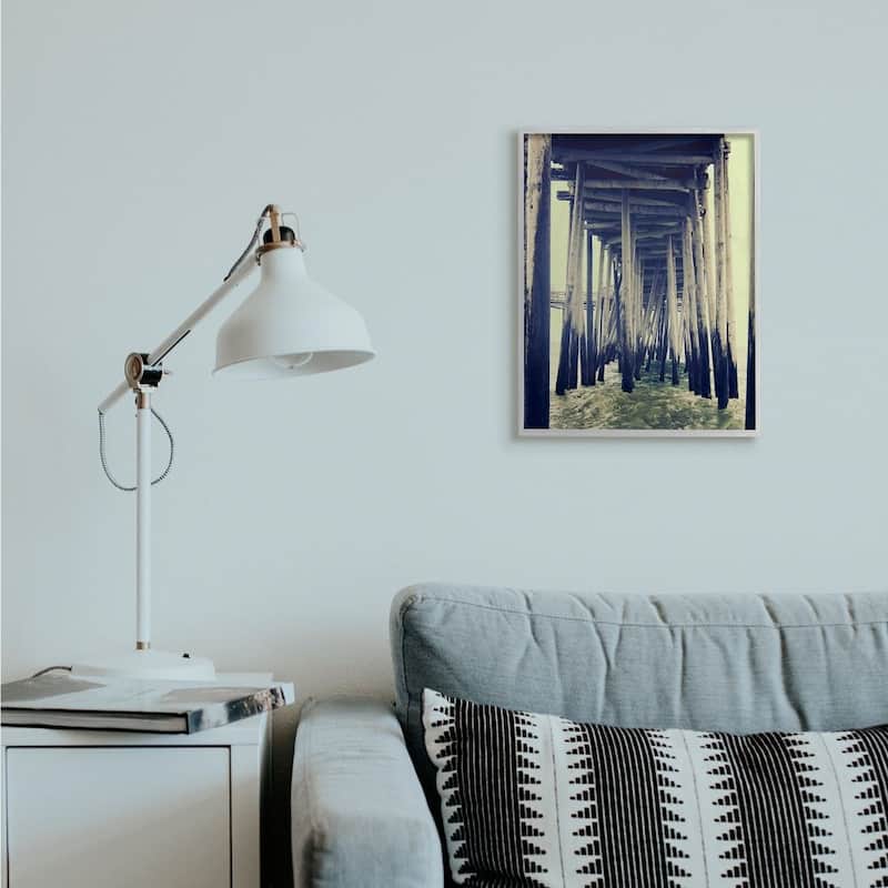 Stupell Wind Waves under Distressed Pier Antique Scene Framed Wall Art - Multi-Color