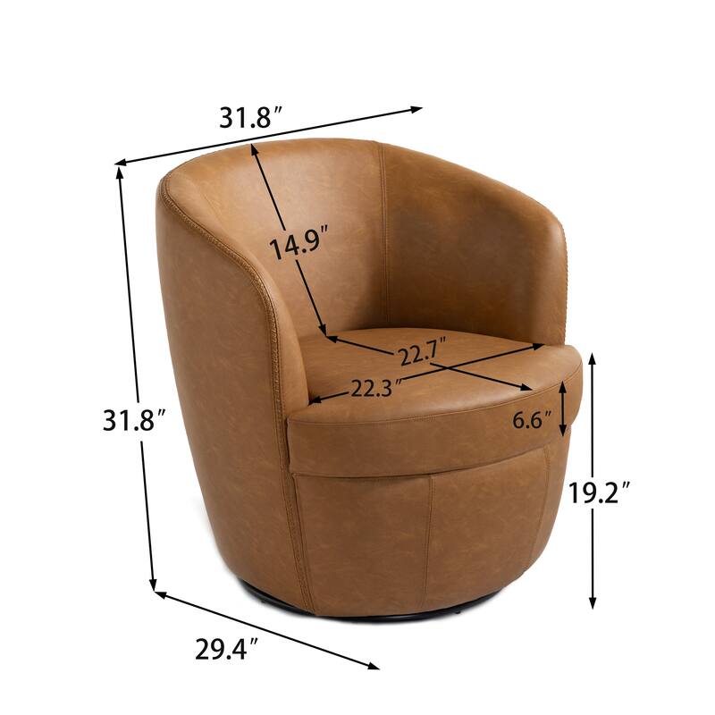 PU Leather Swivel Accent Chair Barrel Chair