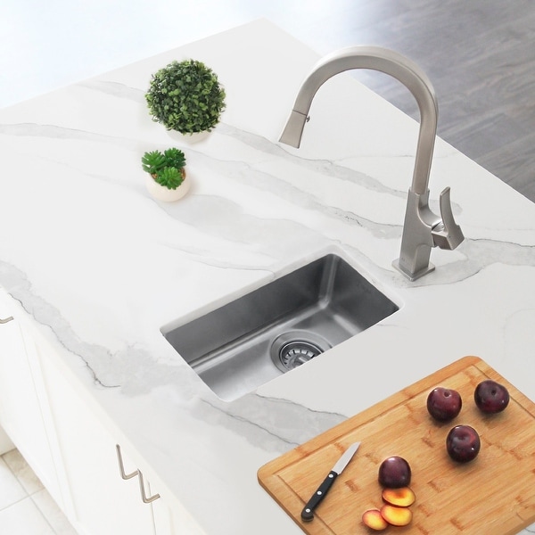 9" L x 17 3/4" W Undermount or Drop-in Stainless Steel Bar Sink (18 Gauge). Opens flyout.