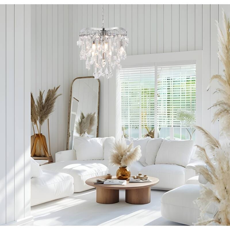 6-Light Crystal Cascade Statement Chandelier