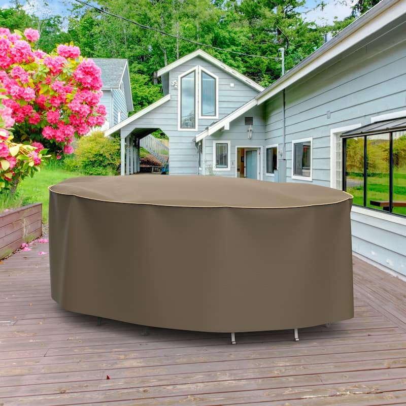 Budge StormBlock™ Hillside Black and Tan Oval Patio Table and Chairs Combo Cover Multiple Sizes
