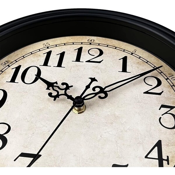 Retro Wall Clock, 12'' Non Ticking Classic Silent Wall Clocks