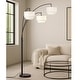 preview thumbnail 1 of 15, Broadway 3-light 4-way Switch Arch Floor Lamp Espresso/White Shades