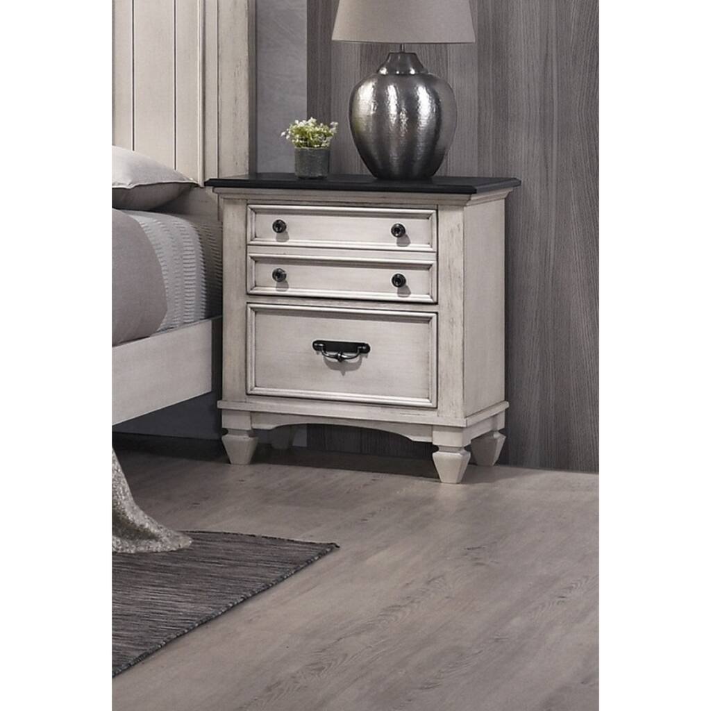 Beautiful Two-Tone 1-Pc Nightstand End Table Two Storage Drawers Bedroom Furniture