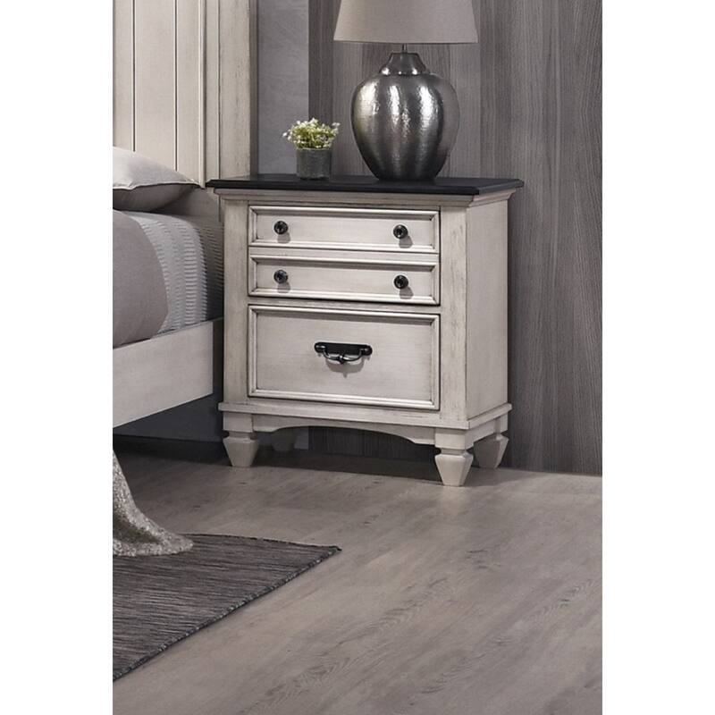 Charming Two-Tone 1-Pc Nightstand w/ Drawers for Bedroom
