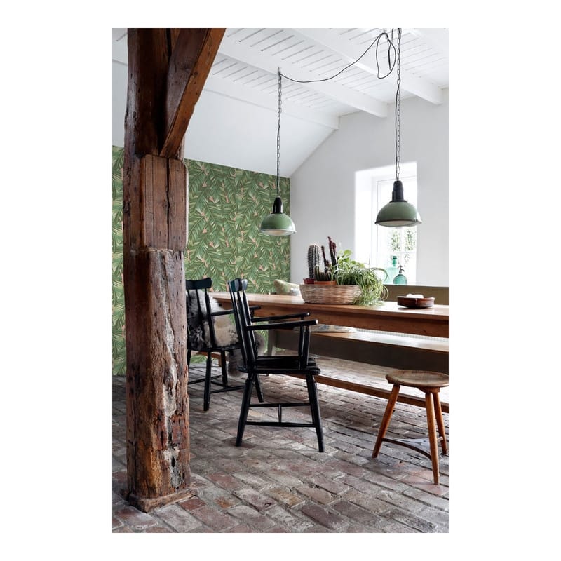 ESTA Home Dumott Olive Tropical Leaves Wallpaper - 20.5 x 396 x 0.025