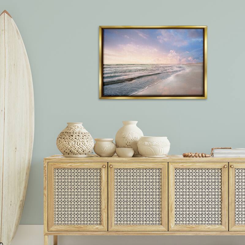 Stupell Receding Beach Shore Framed Floater Canvas Wall Art Design By Natalie Carpentieri