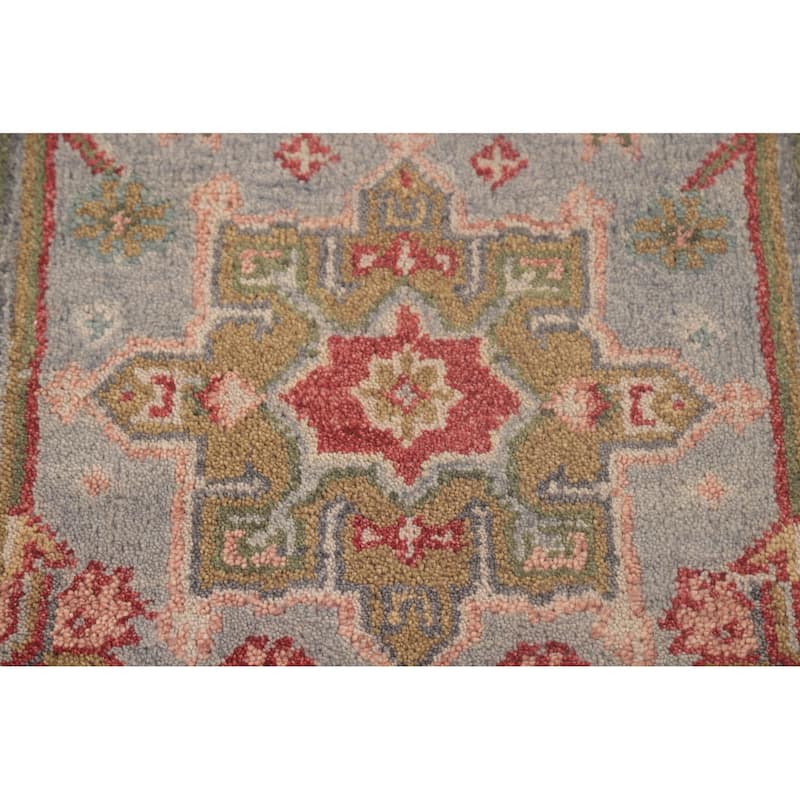 Geometric Kazak Runner Rug Handmade Hallway Wool Carpet - 2'7"x 9'11"
