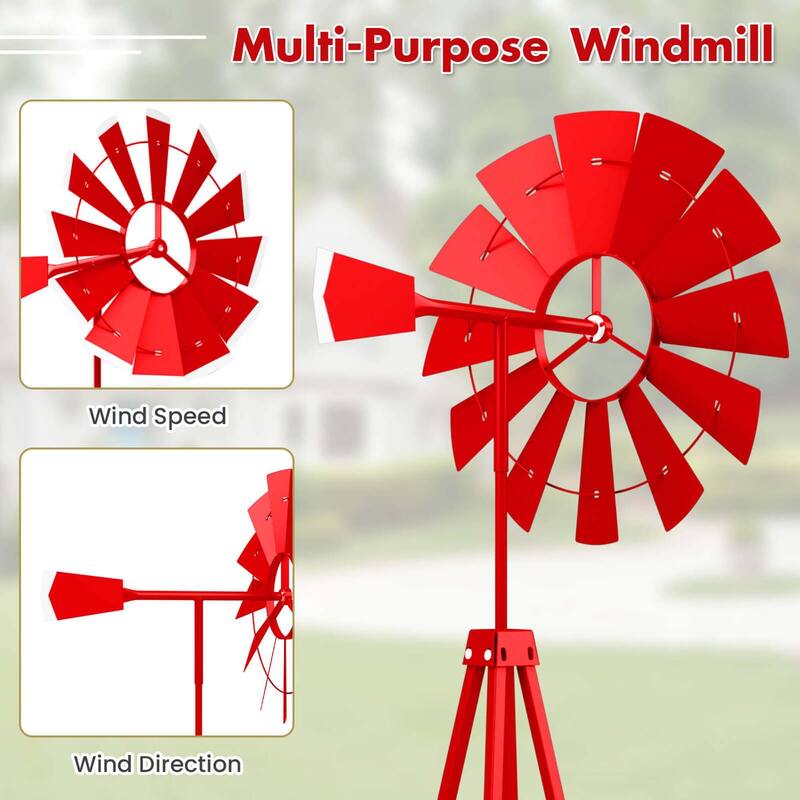 Costway 8 ft Ornamental Windmill with 4 Support Legs Decorative - See Details