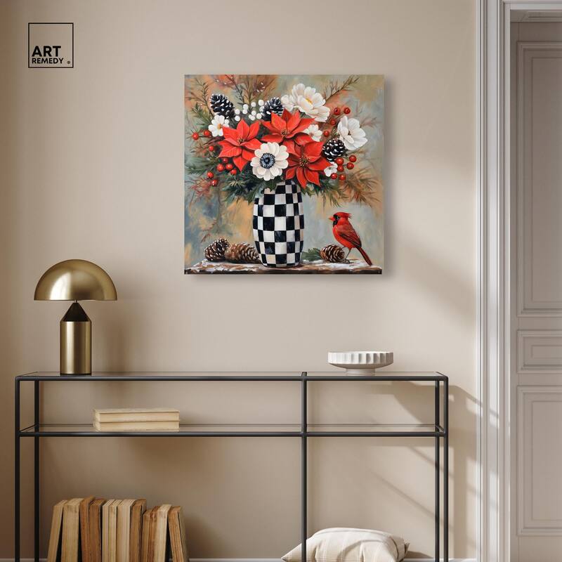 Checkerboard Vase Blooms II Canvas by Art Remedy, Gallery Wrapped