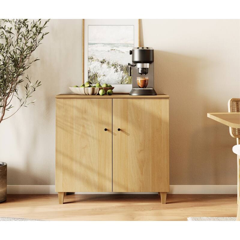 Sideboards Buffet Cabinets with Doors for Dining Room, 32.4"H - 1 Piece - Oak