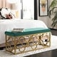 preview thumbnail 16 of 27, SAFAVIEH Fleur Moroccan Glam Velvet Rectangle Bench - 44.5" x 16.5" x 19" Emerald/Gold