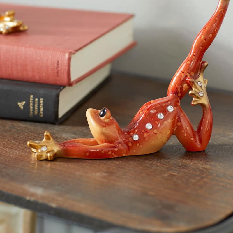 Multi Colored Polystone Frog Decorative Sculpture (Set of 3) - 6 x 1 x 7