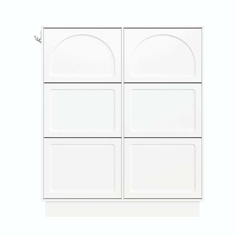 Modern Elegant Narrow Tipping Bucket Shoe Cabinet with 6 Flip Drawers