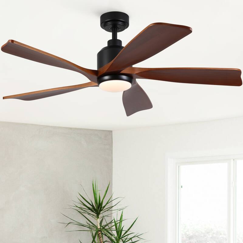 YUHAO SylvanAir Modern 52 in. Flush Mount Outdoor/Indoor Ceiling Fan with 3 Solid Wood Blades and DC Reversible Motor