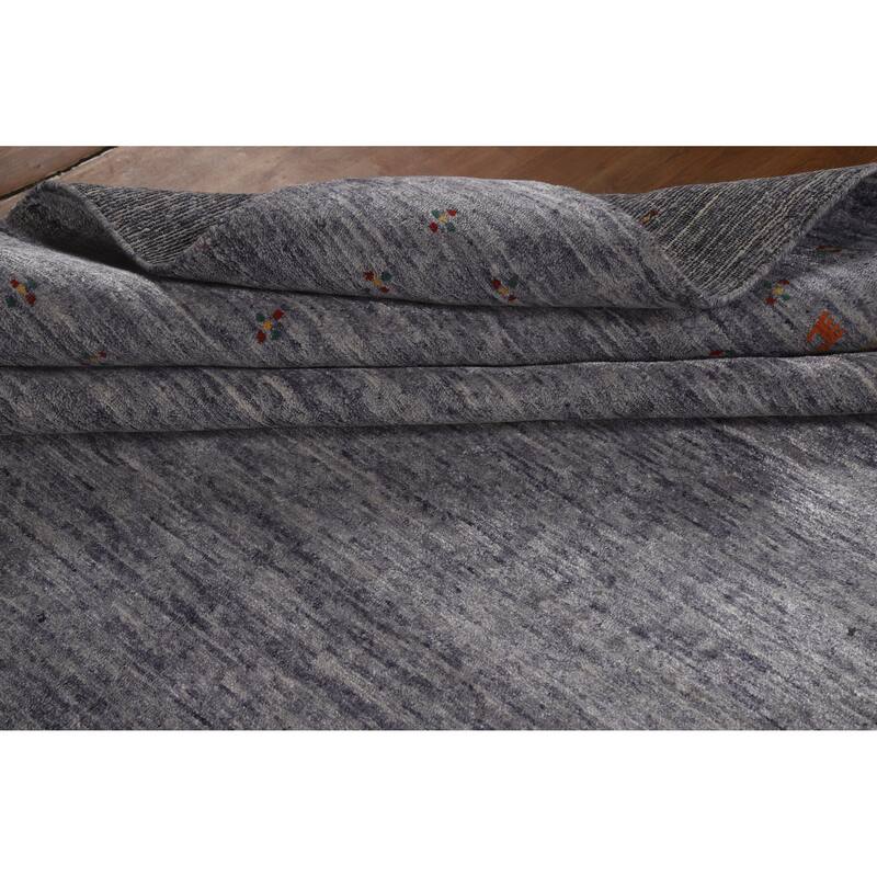 Hand Knotted Oriental 100% Wool Carpet Tribal Tribal Navy Blue & Blues Gabbeh Area Rug - 12' 1'' X 9' 1''