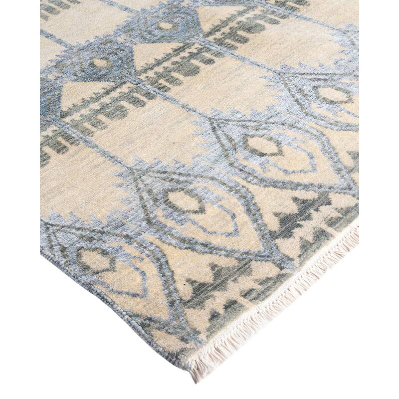 Ikat One-of-a-Kind Hand-Knotted Area Rug - Ivory, 8' 1" x 10' 5" - 8' 1" x 10' 5"