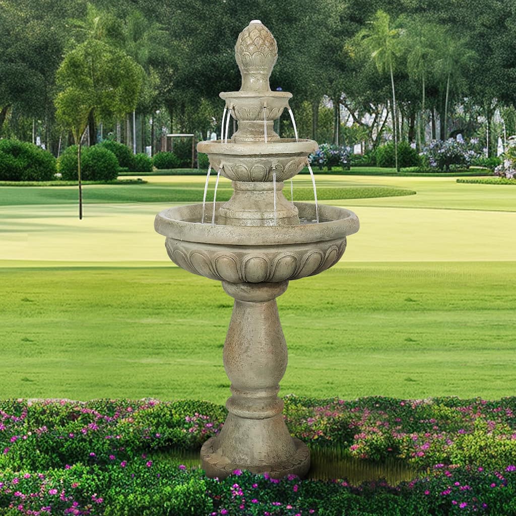 42.5" H Traditional Outdoor Water Fountain with Pineapple Finial