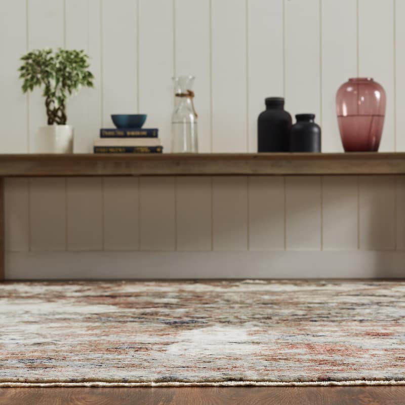 Cool Grey/Spice Abstract Area Rug