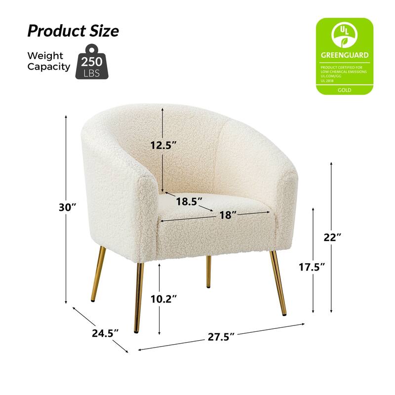 Rovigo Modern Upholstered Living Room Chair Barrel Chair with Metal Legs Set of 2 by HULALA HOME