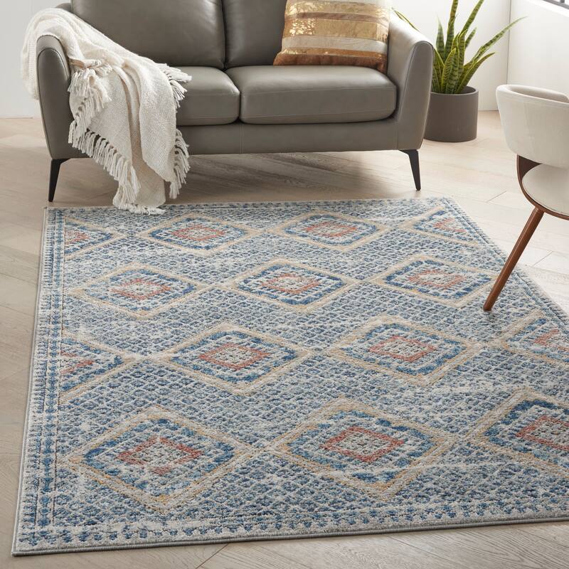 Nourison Concerto Traditional Persian Diamond Area Rug - 3'9" x 5'9" - Blue/Ivory - Rectangle