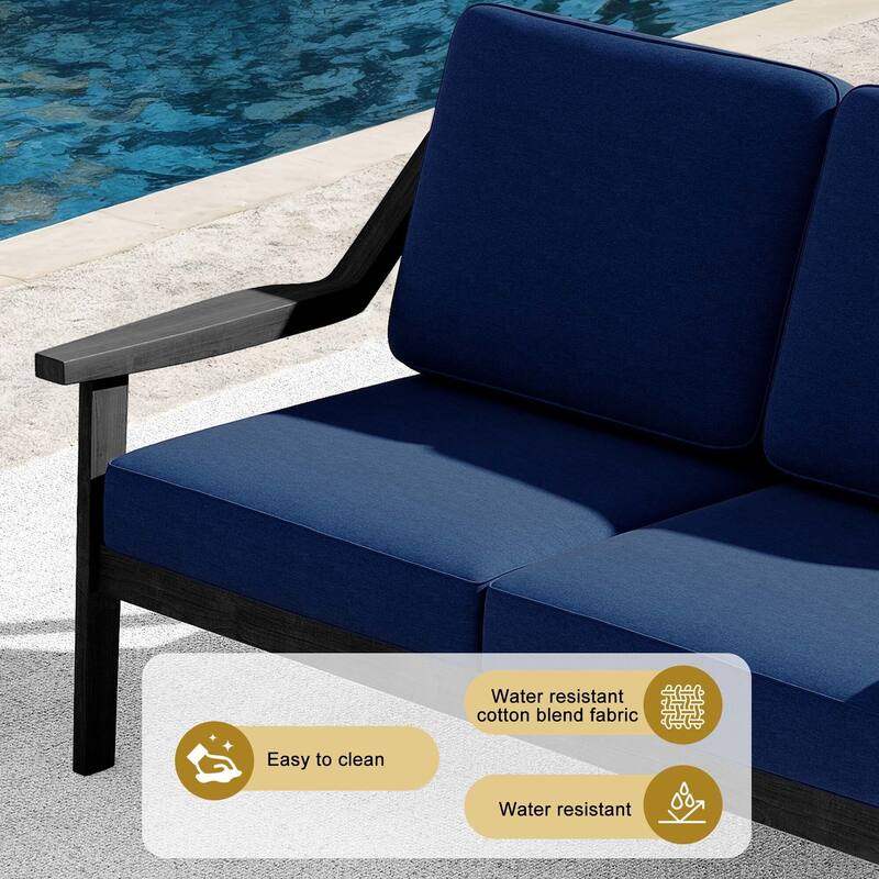 Outdoor Teak Wood Slat Back Patio Loveseat Sofa