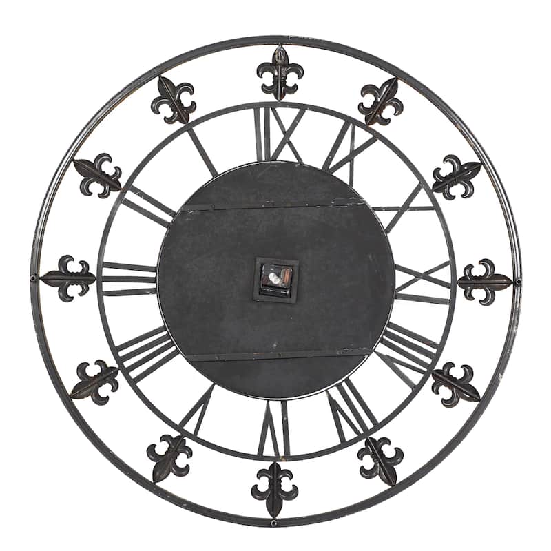 Metal 36-inch Fleur-de-lis Decorative Clock