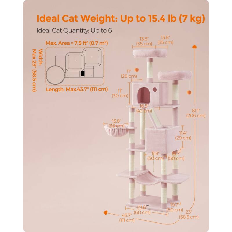 Multi-Level Cat Tree with Perches Caves and Scratching Posts