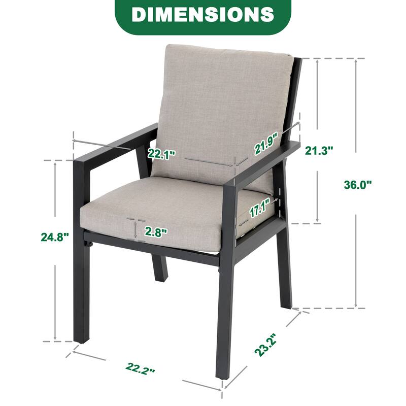 Outdoor 4-Piece Aluminum Dining Chairs with Gray Cushions