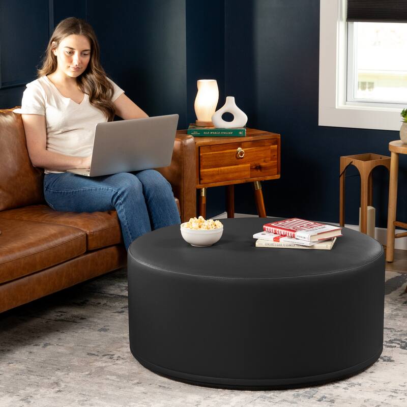 Jaxx Candler Round Couch Ottoman Large Coffee Table & Foot Rest