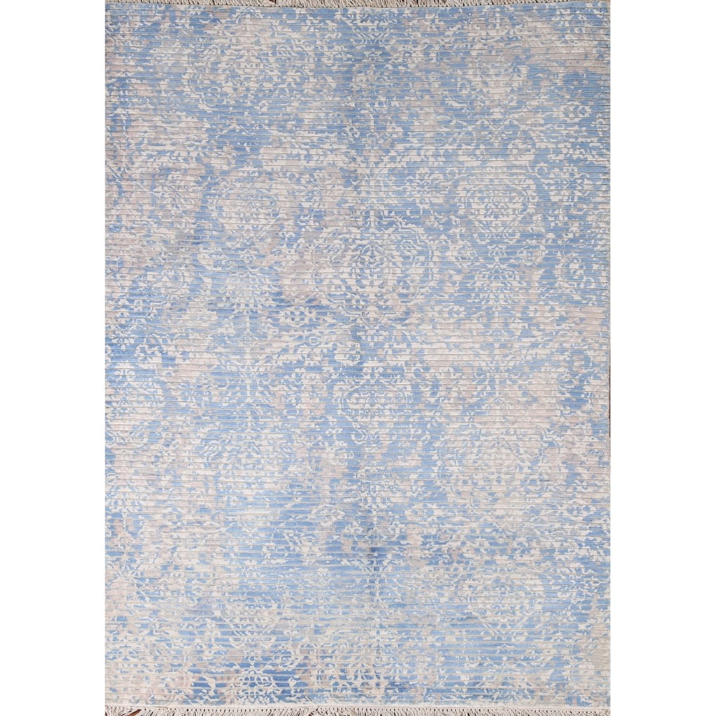 All-Over Striped Abstract Accent Rug Handmade Wool Carpet - 3'11"x 5'11"