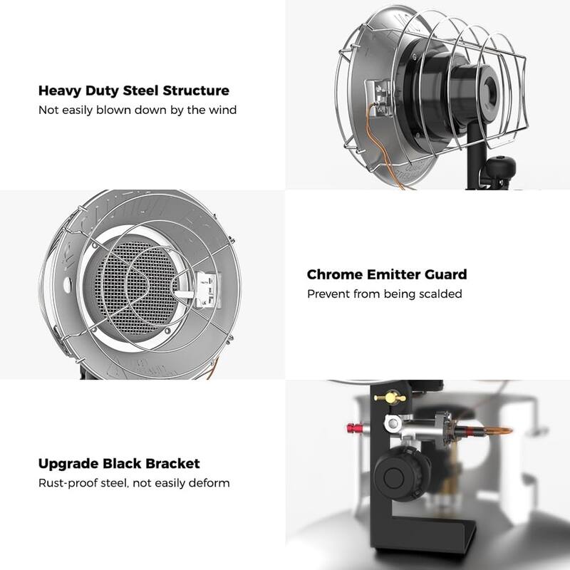 CAMPLUX Outdoor Propane Tanktop Heater with Tip-Over Switch , Single Burner Heavy Duty Steel 15,000 BTU
