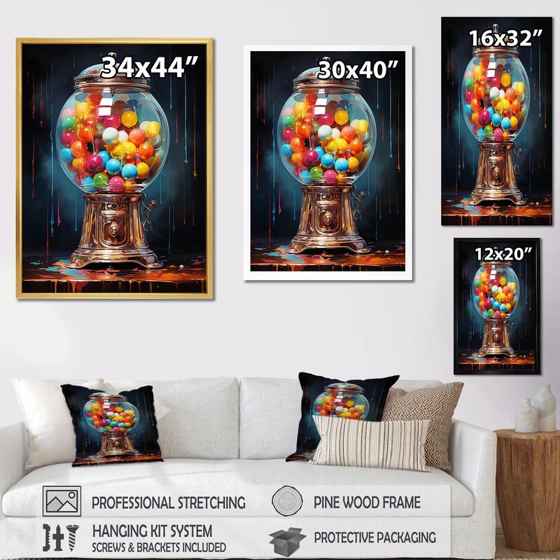 Designart "Popart Glitzy Gumballs Portrait" Pop Art Wall Art Print