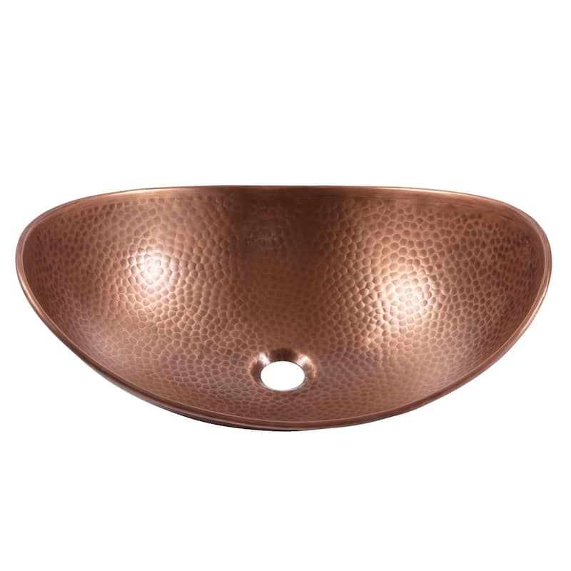 Confucius Copper 19" Boat Vessel Bath Sink with Ashfield Vessel Faucet Kit